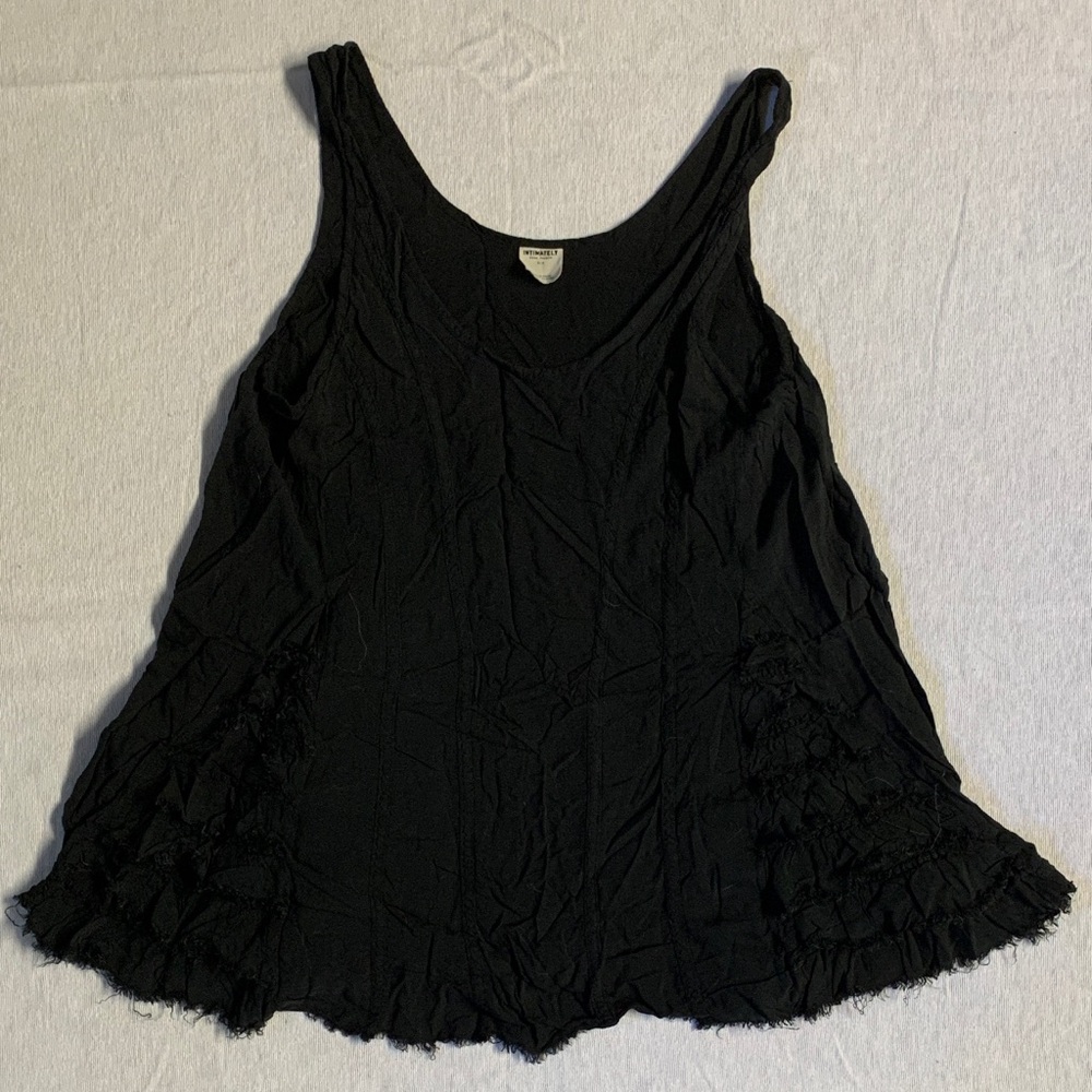 Free People Black Ruffled Tank Top